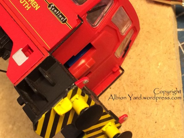 Note, plastic stress mark on back of cab body